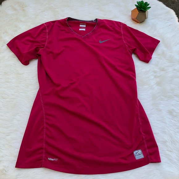 Nike Tops - ❤️Nike Pro Fitted Raspberry Red Tee